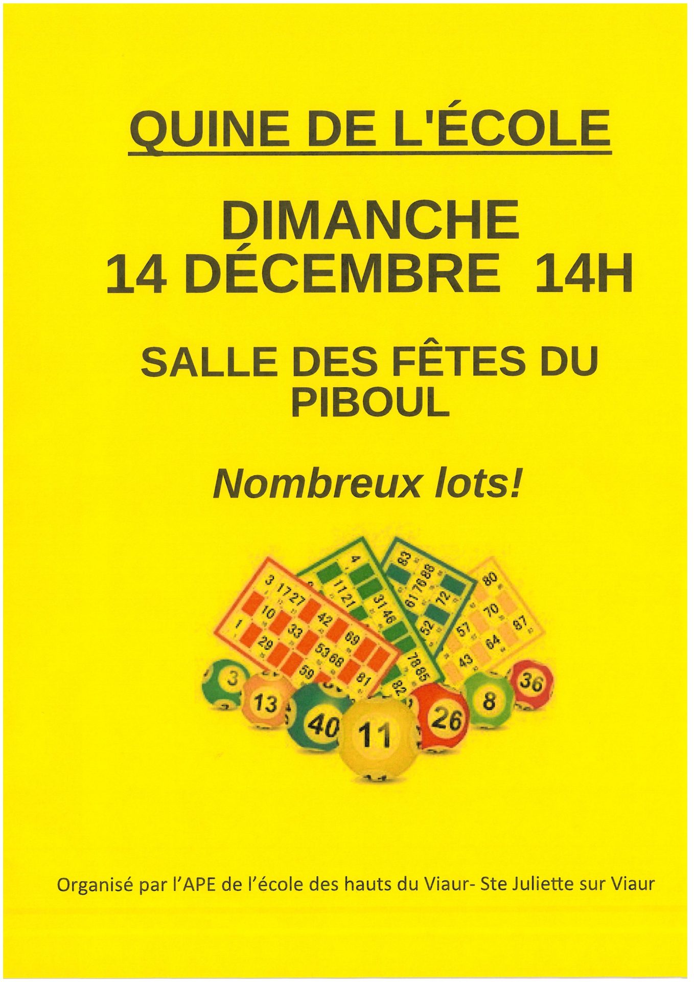 Lire la suite à propos de l’article Quine de l’Ecole – 14 Décembre